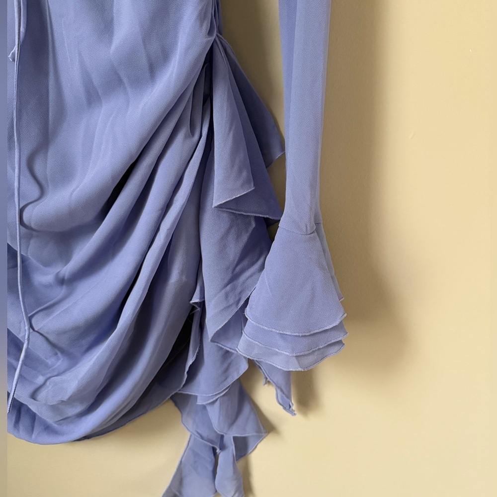 Oh Polly lace up front dress in periwinkle